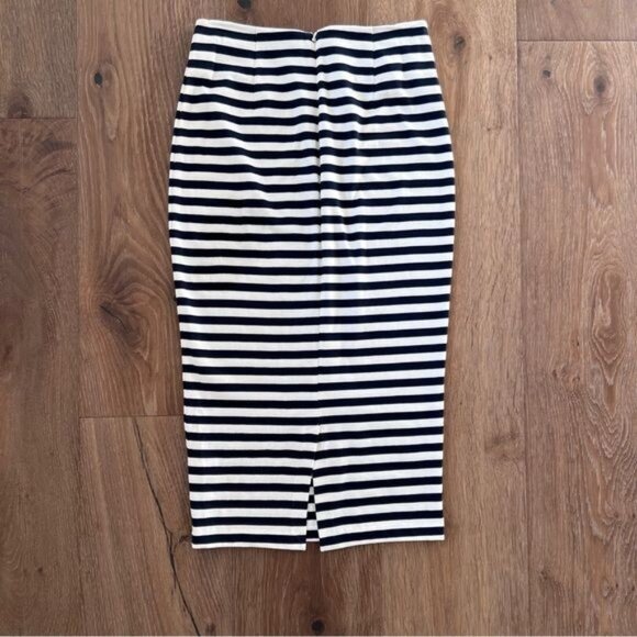 J. Crew Women's Knit Pencil Skirt Navy Blue & White Striped Cotton L7578 SZ 00 - Picture 6 of 13